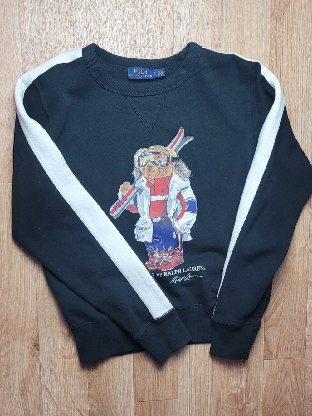 Polo by Ralph Lauren Black Bear Graphic Sweatshirt with White Stripe